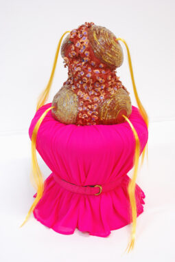 She’s a very bubbly character 2020 – textile, earthenware, glaze, hair – 70x38x38 cm