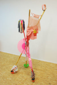China Girl - 2015 - shoes, ceramics, bamboe, plastic utensils, tie-wraps, clothes, rope - 192x90x80cm